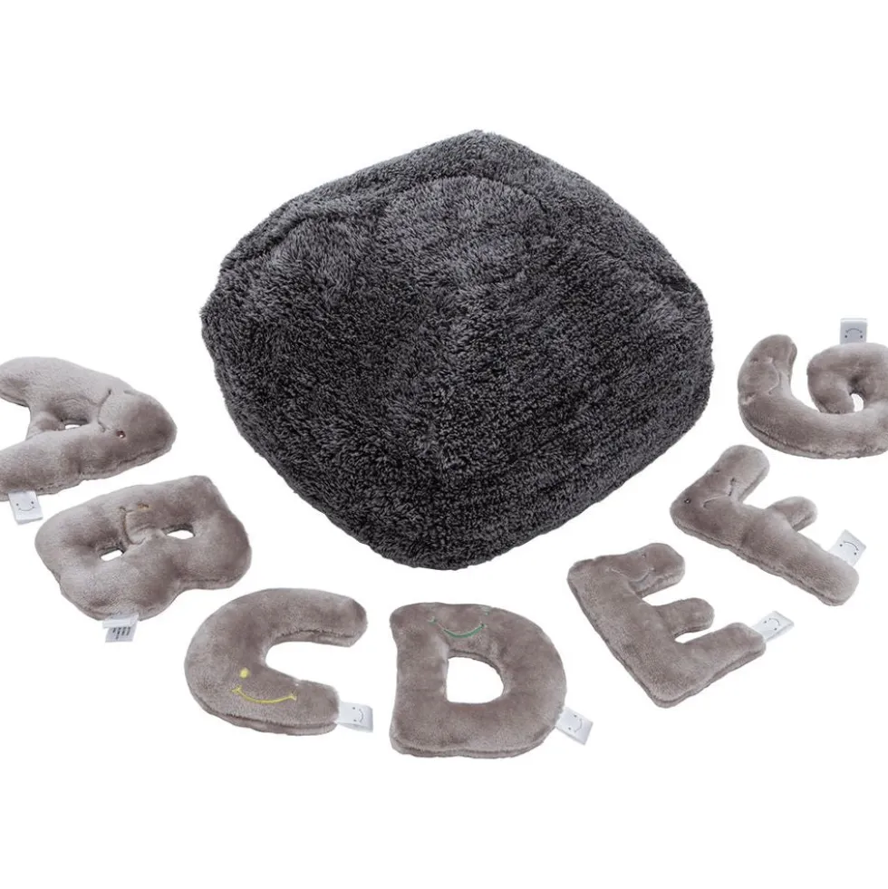 Alphabet Plush Mini Set - Rhino Grey Letters with Dark Grey Bag
