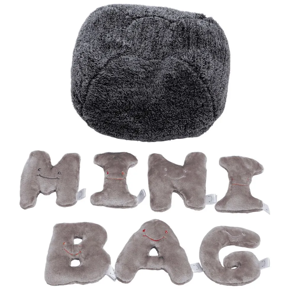 Alphabet Plush Mini Set - Rhino Grey Letters with Dark Grey Bag