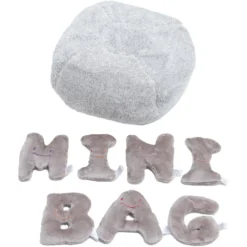 Alphabet Plush Mini Set - Rhino Grey Letters with Light Grey Bag