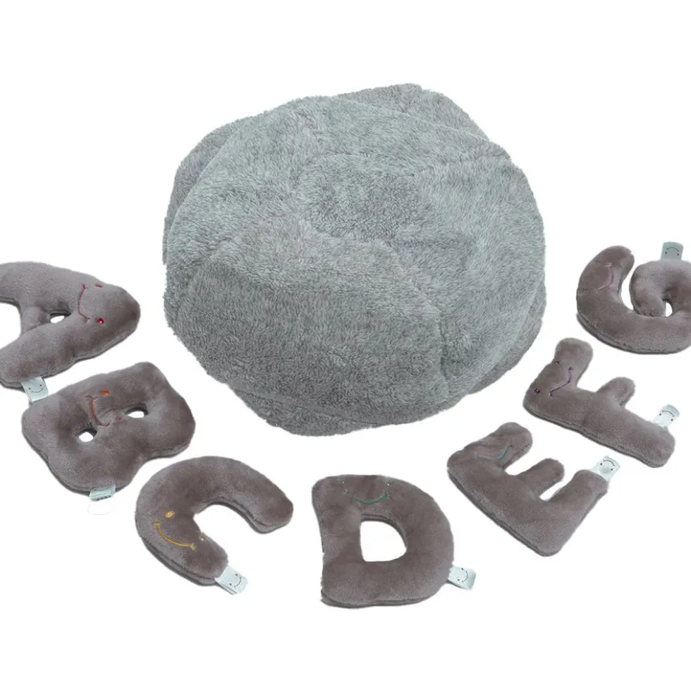 Alphabet Plush Mini Set - Rhino Grey Letters with Light Grey Bag