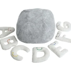 Alphabet Plush Set - Cream Letters with Light Grey Bag