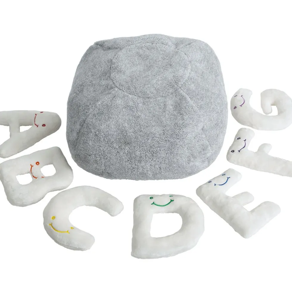 Alphabet Plush Set - Cream Letters with Light Grey Bag