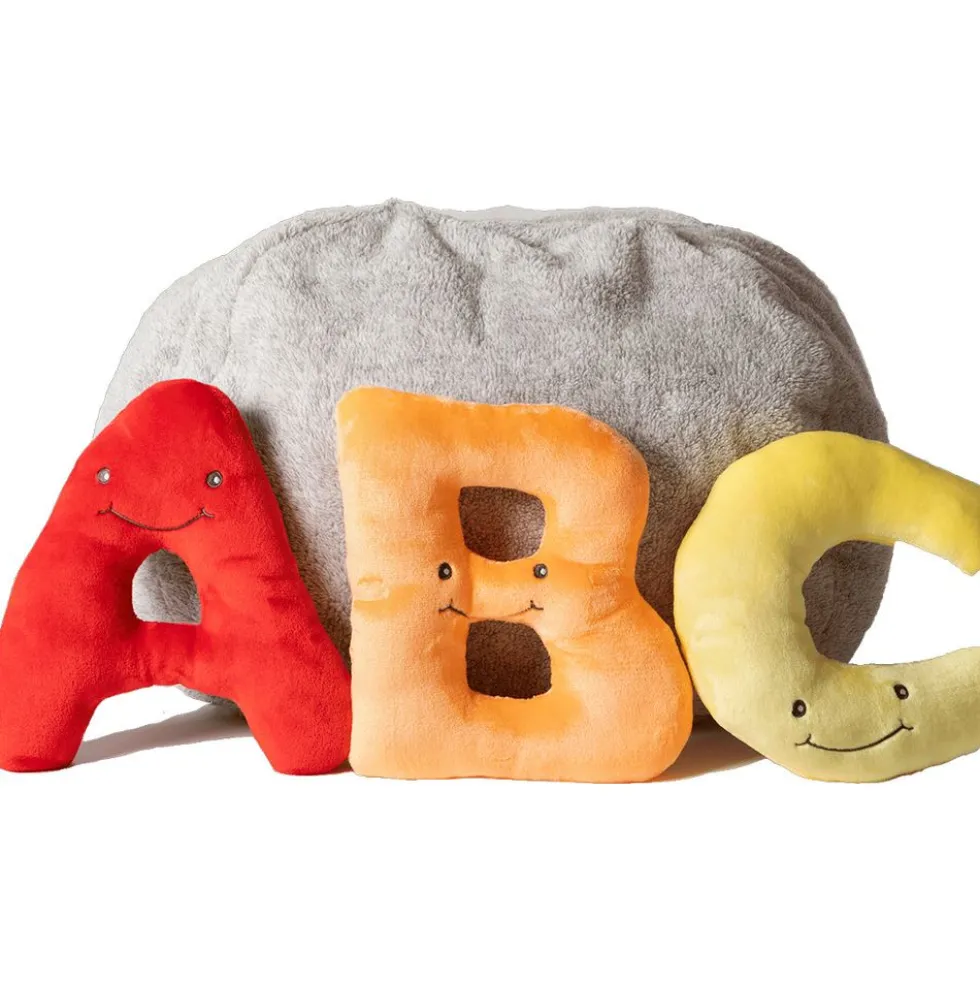 Alphabet Plush Set - Rainbow Letters with Light Grey Bag