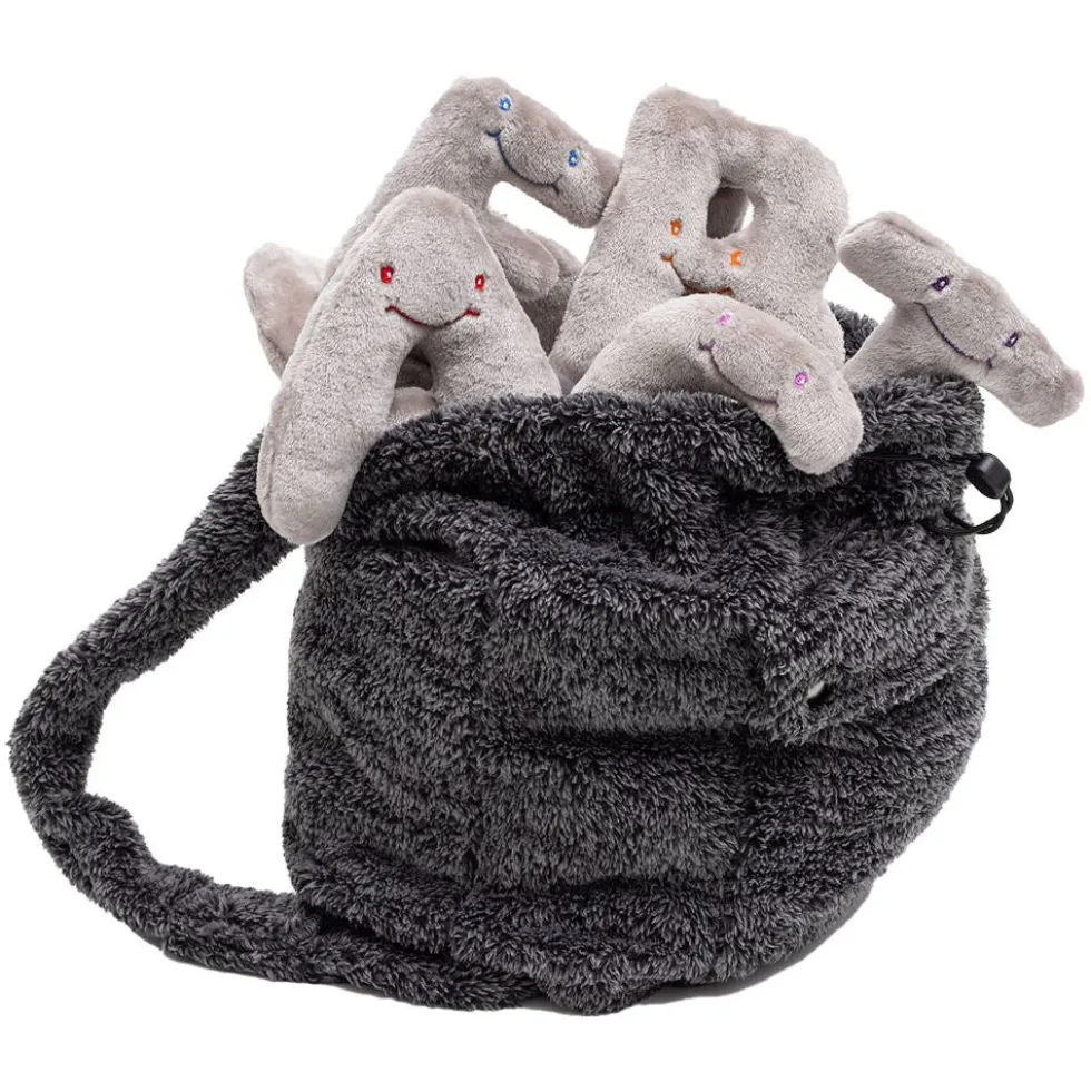 Alphabet Plush Set - Rhino Grey Letters with Dark Grey Backpack