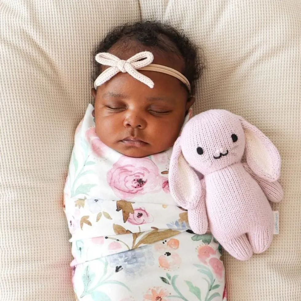 7" Baby Bunny (Lilac) Hand-Knit Doll