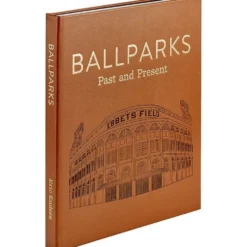 Ballparks Past and Present Book in Tan Bonded Leather
