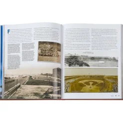 Ballparks Past and Present Book in Tan Bonded Leather