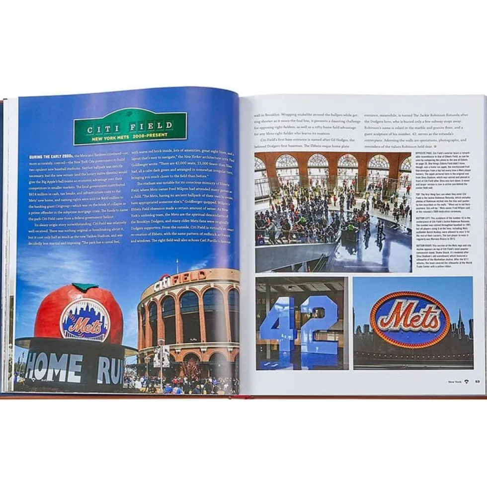 Ballparks Past and Present Book in Tan Bonded Leather