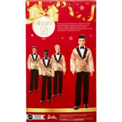Barbie Signature 2025 Holiday Black Hair Ken Collectible Fashion Doll Wearing Full Suit With Golden Jacket