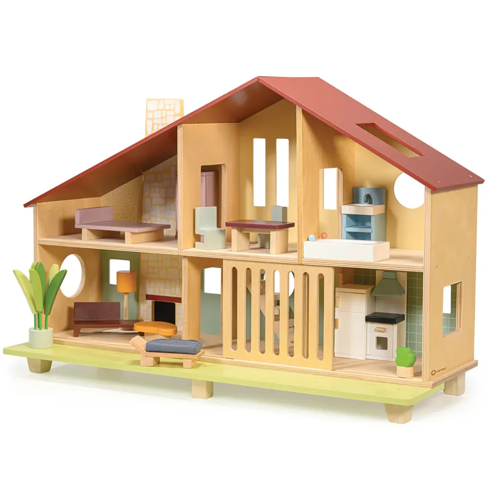 Cedar Chalet Dollhouse with Furniture