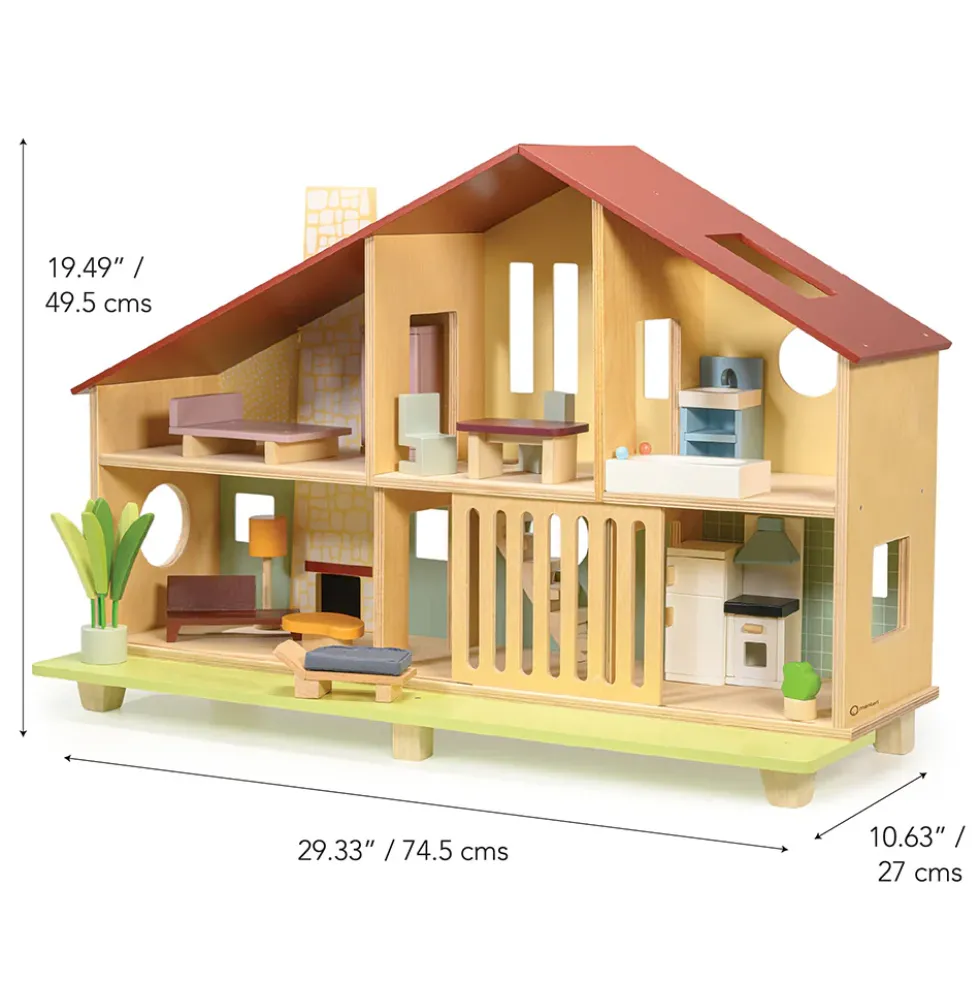 Cedar Chalet Dollhouse with Furniture