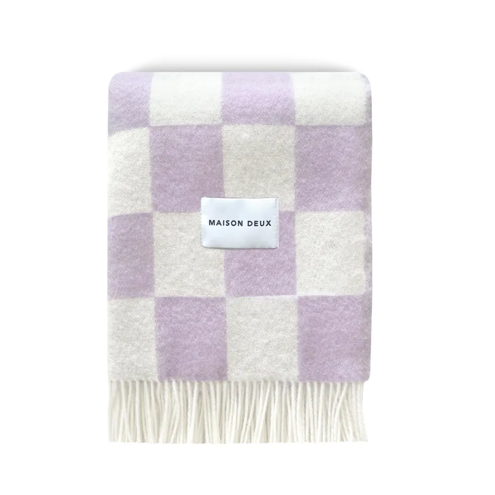 Checkerboard Blanket - Lilac/White