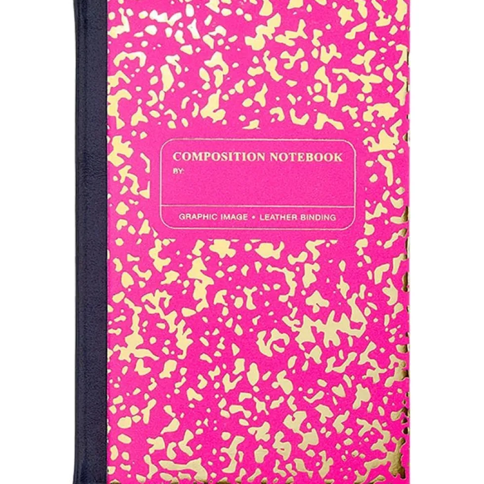 Composition Notebook in Neon Pink/Gold Leather