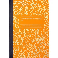 Composition Notebook in Neon Orange/Gold Leather