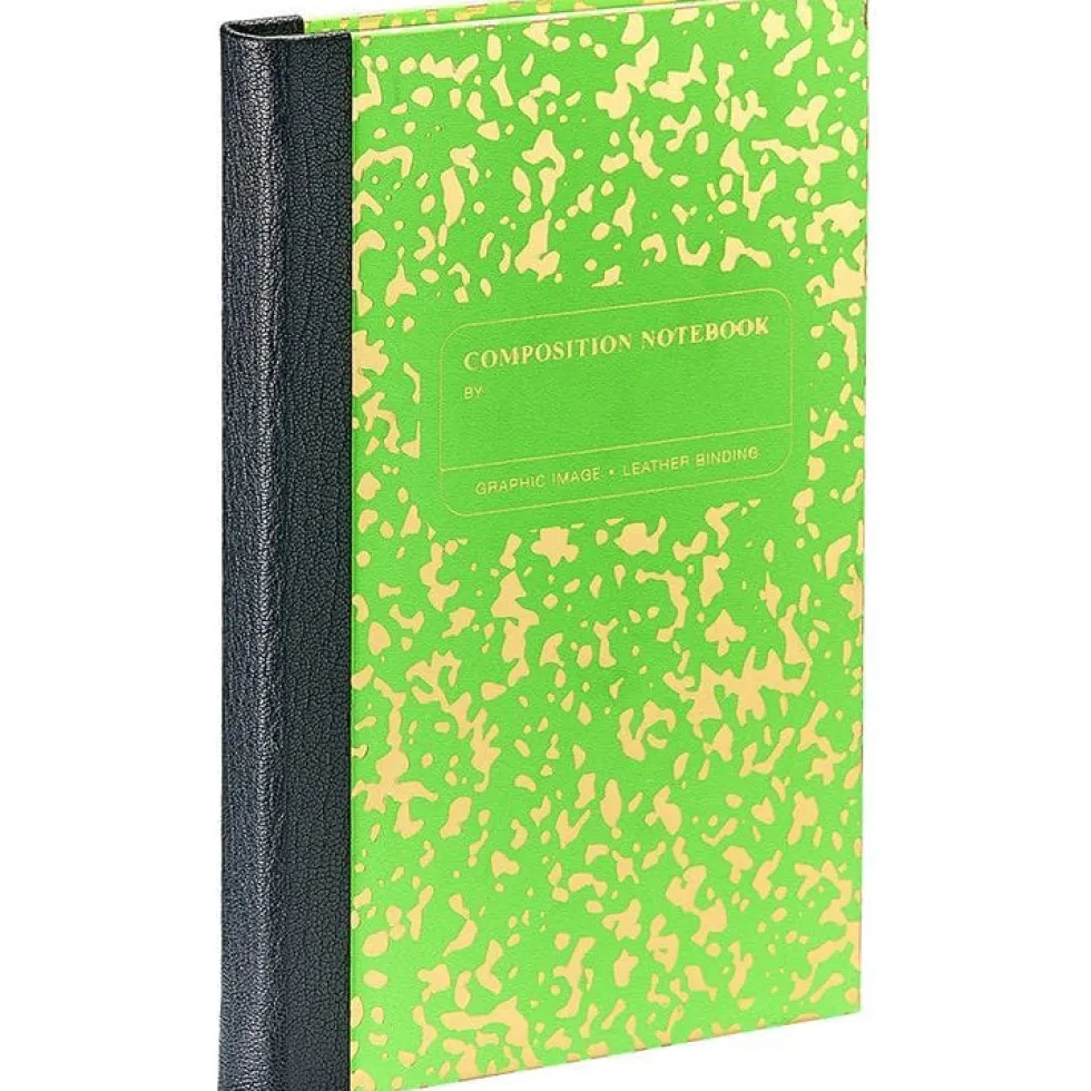 Composition Notebook in Neon Green/Gold Leather
