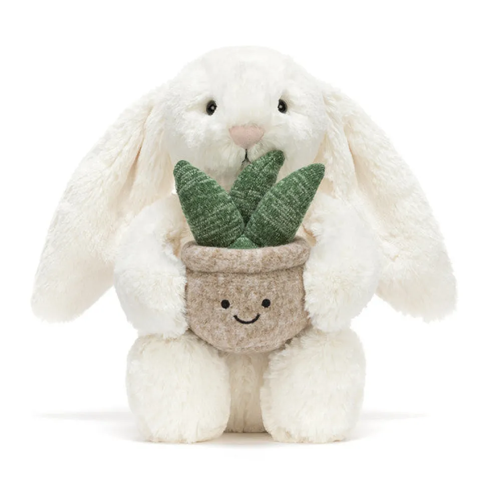 Cream Bunny with Plant