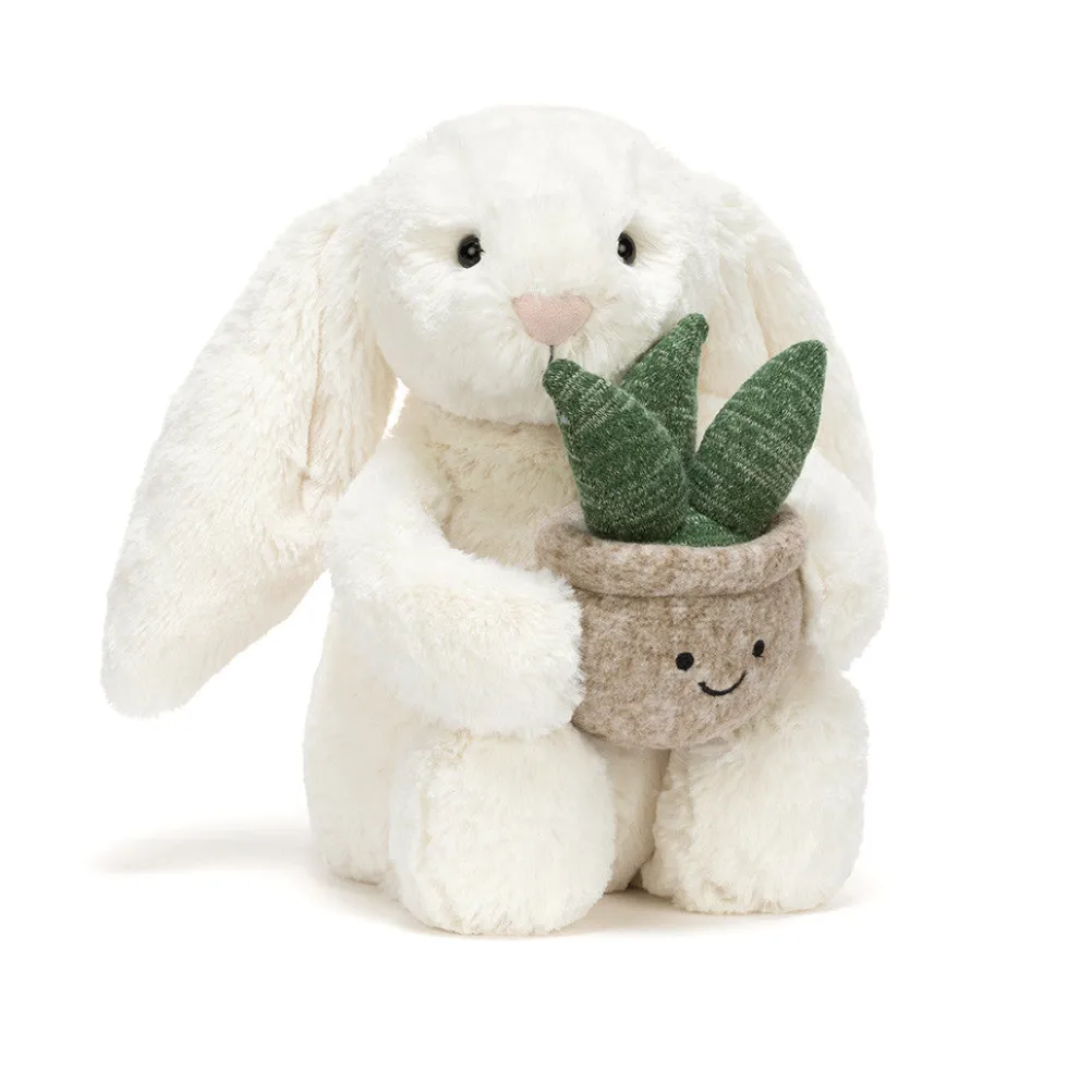 Cream Bunny with Plant