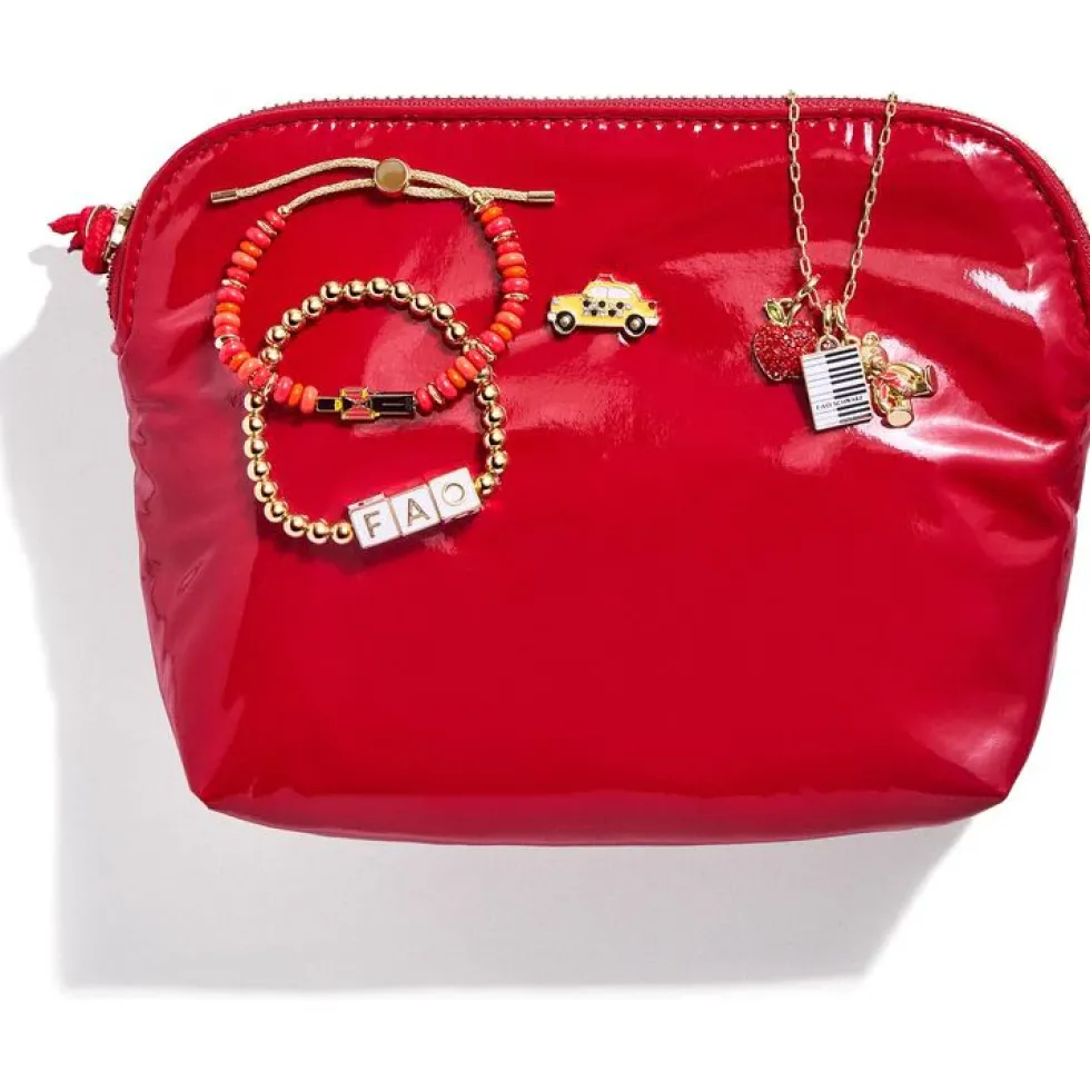 FAO Schwarz Red Pouch with Jewelry Set