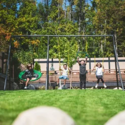 Gobaplay TitanMax Swing Set with Green Saucer Tent Swing