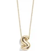 Gold Bubble Initial Necklace - S