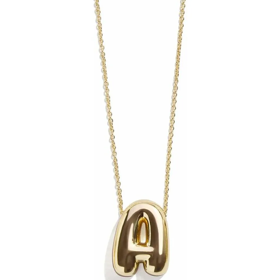 Gold Bubble Initial Necklace - A
