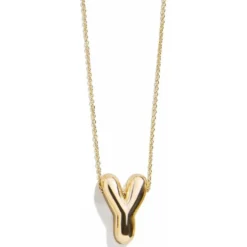 Gold Bubble Initial Necklace - Y