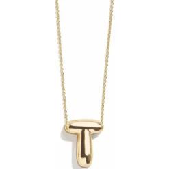 Gold Bubble Initial Necklace - T