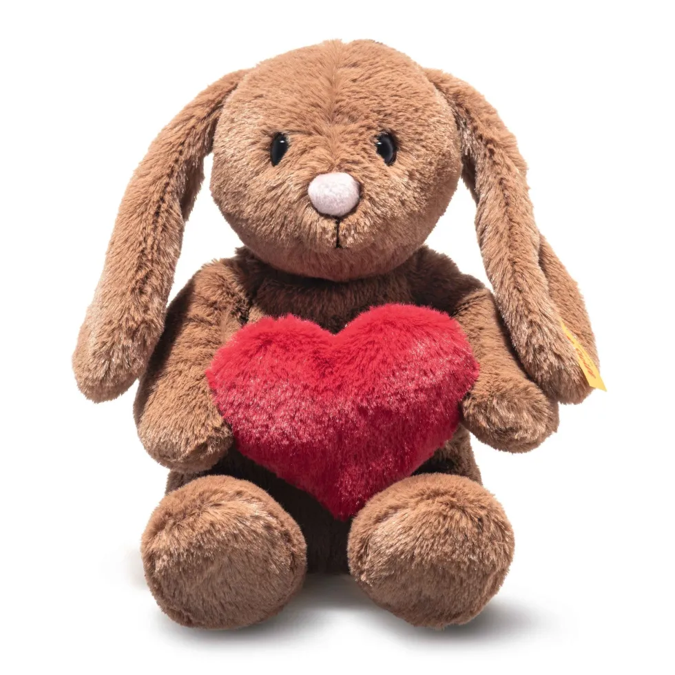 Hoppie Rabbit Brown Plush with Heart - 6"