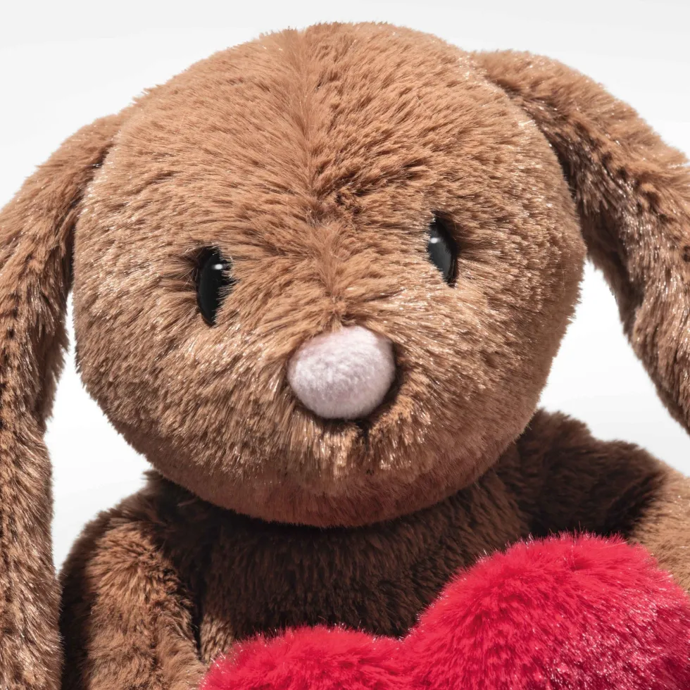 Hoppie Rabbit Brown Plush with Heart - 6"