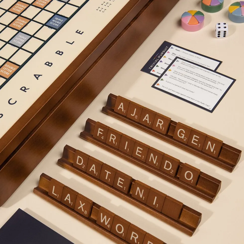 3-in-1 Premium Game Collection Scrabble Trivial Pursuit and Cribbage
