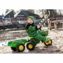 John Deere 3-Wheel Pedal Tractor with Trailer