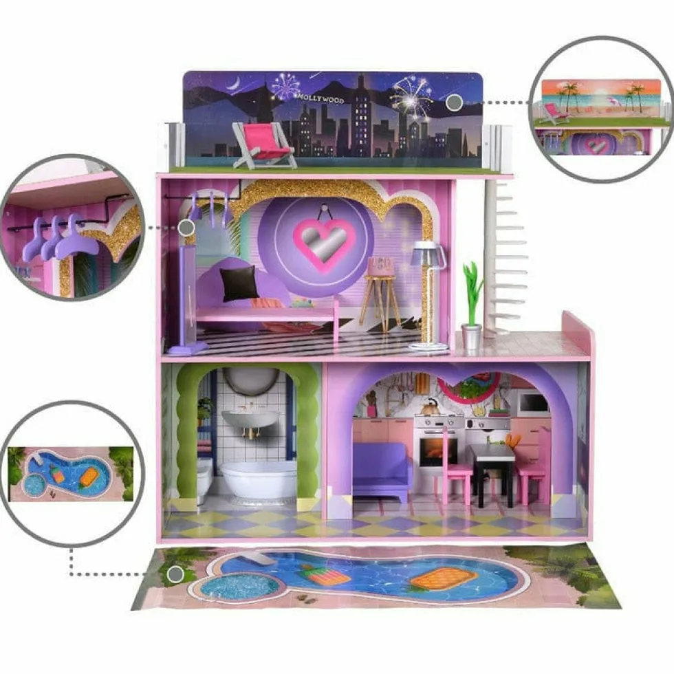 Kids Dreamland Sunset 3-Level Dollhouse Set for 12" Dolls