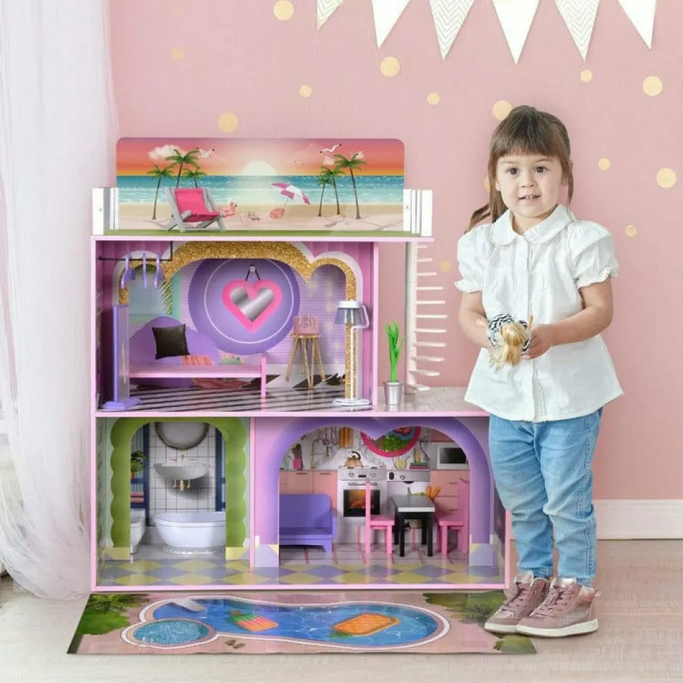 Kids Dreamland Sunset 3-Level Dollhouse Set for 12" Dolls