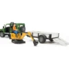 Land Rover with Trailer, Worker & JCB Excavator