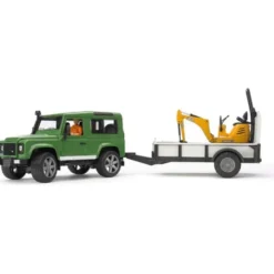Land Rover with Trailer, Worker & JCB Excavator