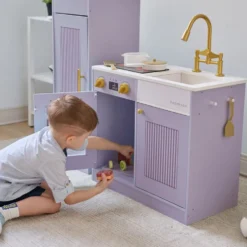 Little Chef Chester Wooden Play Kitchen with Large Fridge & Sink - Purple