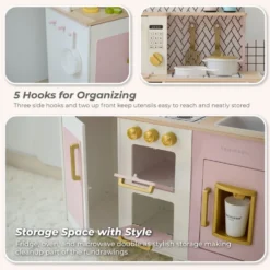 Little Chef Hampton Wooden Play Kitchen with Ice Dispenser & Sink - Pink