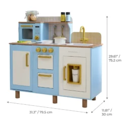 Little Chef Hampton Wooden Play Kitchen with Ice Dispenser & Sink - Blue