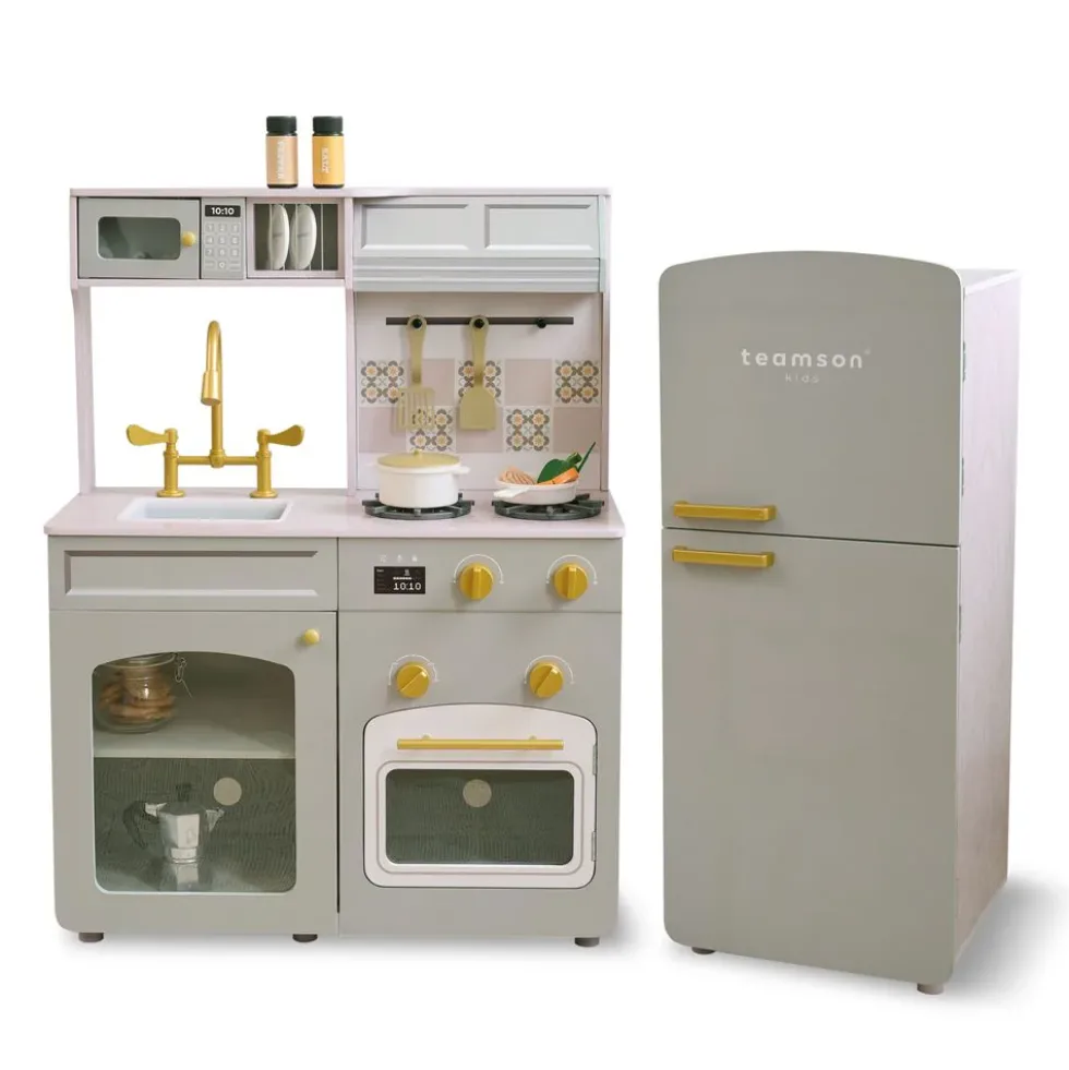 Little Chef Normandy Wooden Play Kitchen with Modular Fridge & Sink - Grey