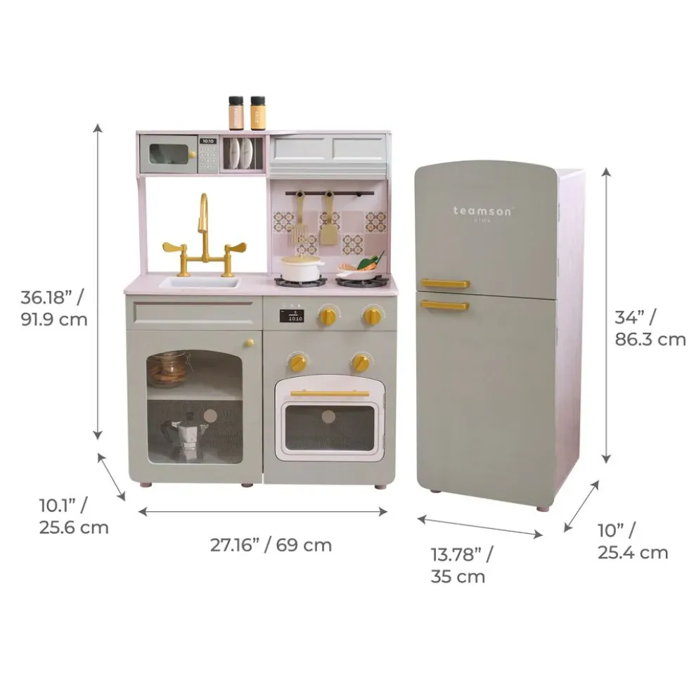 Little Chef Normandy Wooden Play Kitchen with Modular Fridge & Sink - Grey