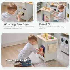 Little Chef Savannah Wooden Play Kitchen with 3 Modular Pieces - Light Blue