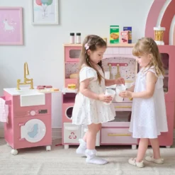 Little Chef Savannah Wooden Play Kitchen with 3 Modular Pieces - Pink