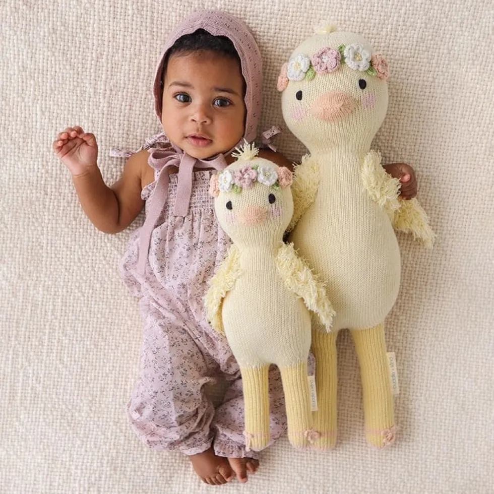 Little 13" Flora the Duckling (With Flower Crown) Hand-Knit Doll
