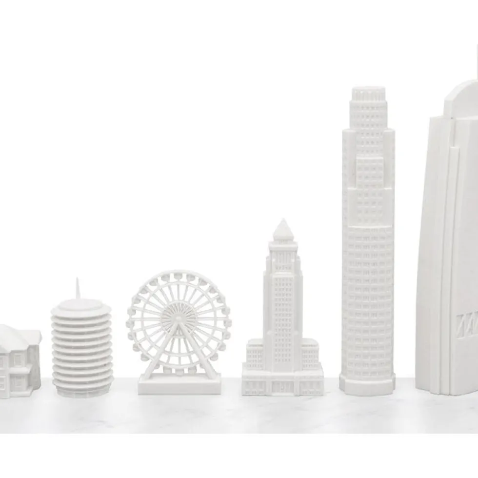 Los Angeles Edition Acrylic Chess Set with Marble Hatch Board