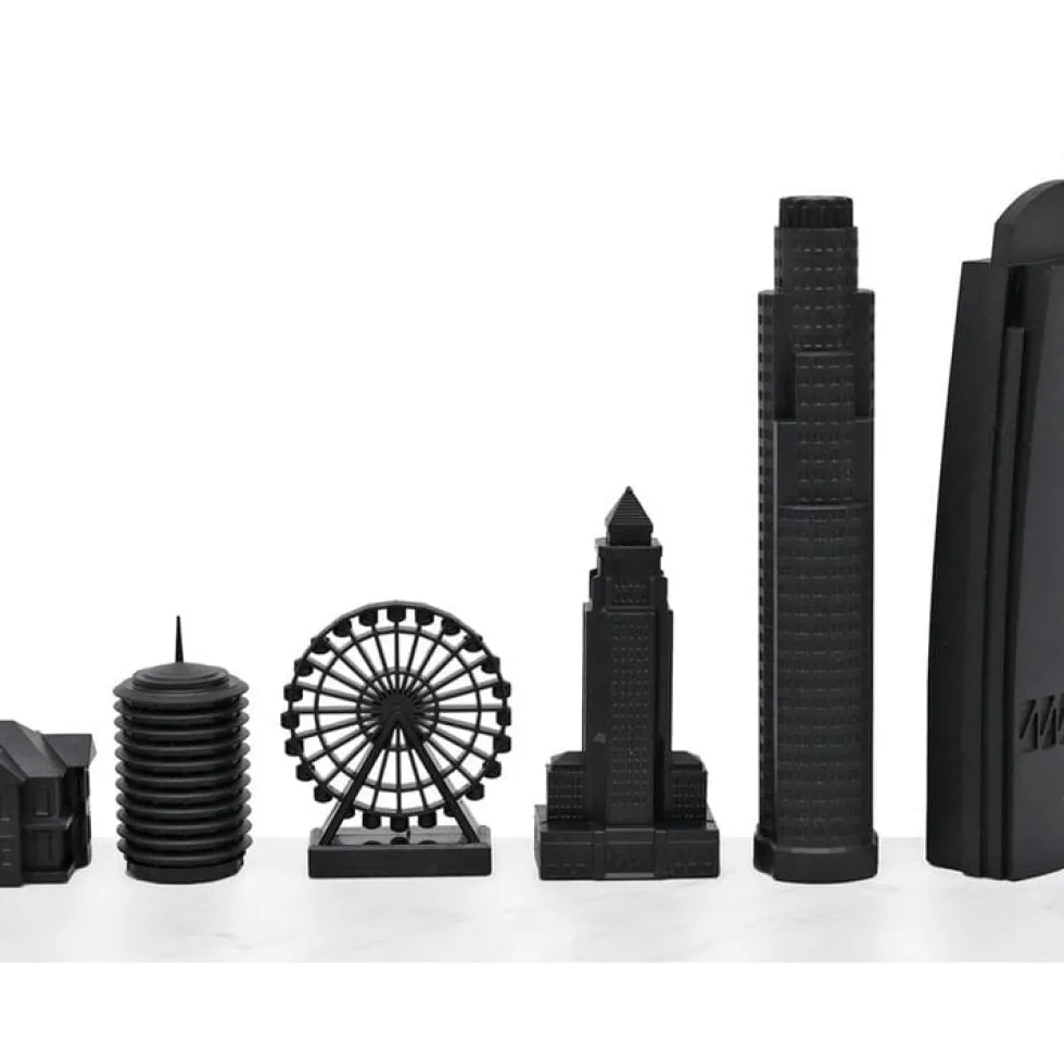 Los Angeles Edition Acrylic Chess Set with Marble Hatch Board