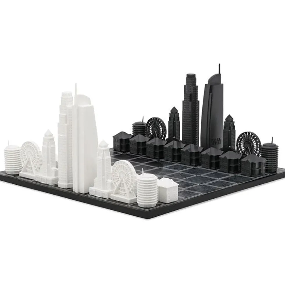 Los Angeles Edition Acrylic Chess Set with Wood Map Board