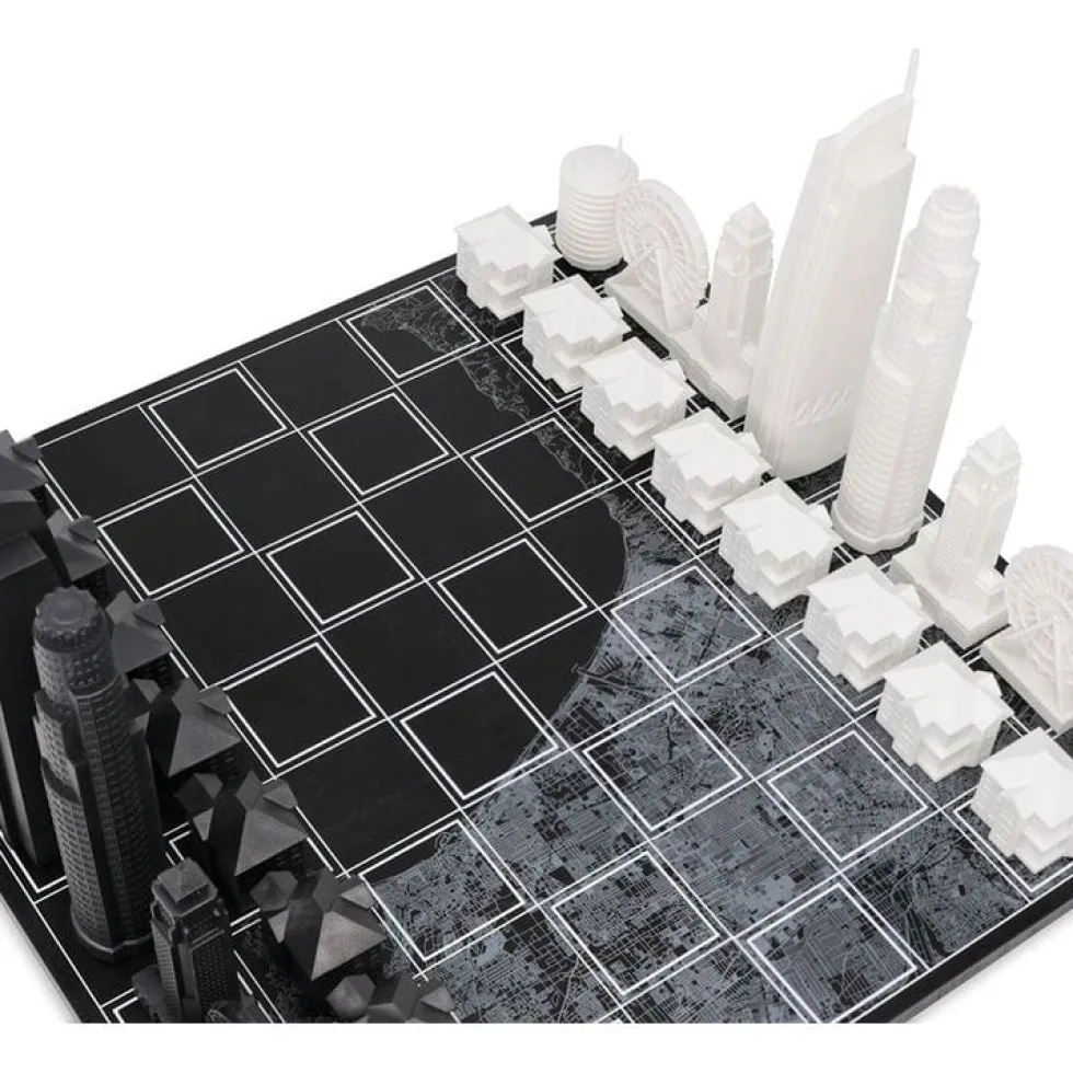 Los Angeles Edition Acrylic Chess Set with Wood Map Board