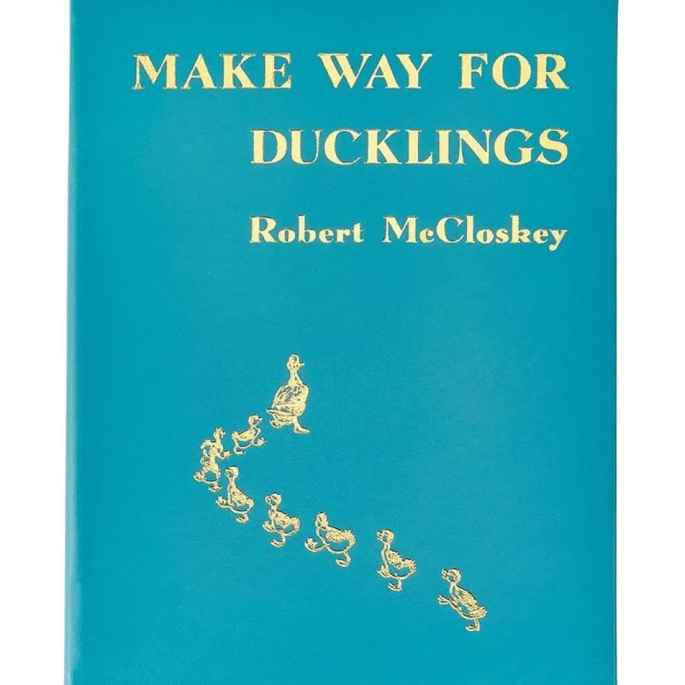 Make Way For Ducklings Book in Teal Blue Italian Leather