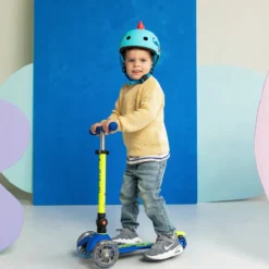 Mini Deluxe Foldable LED Scooter - Neon Canary Yellow/Blue