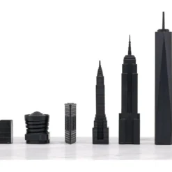 New York City Edition Acrylic Chess Set with Marble Hatch Board